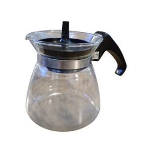 Vintage PYREX Glass Coffee Tea Pot Carafe with Lid and Handle‎ 2 Cup 802 EUC 4"T